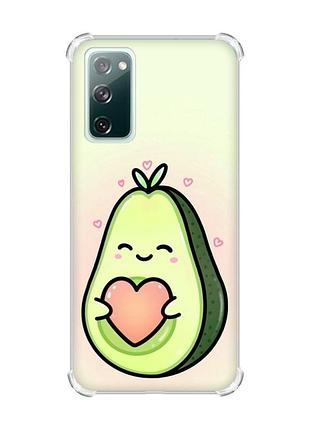 Чехол с утолщенными углами на samsung galaxy s20 fe :: кавай авокадо с сердечком (принт 310)