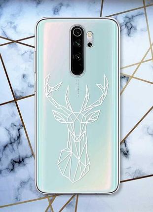 Прозорий чохол на xiaomi redmi note 8 pro олень (принт 129)