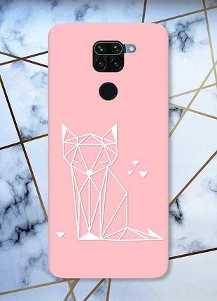 Матовий рожевий чохол на xiaomi redmi note 9 лисиця (принт 127)