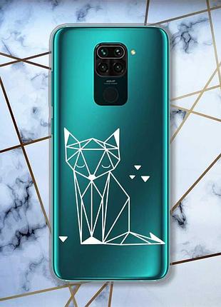 Прозорий чохол на xiaomi redmi note 9 лисиця (принт 127)