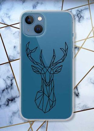 Прозрачный чехол на iphone 13 :: олень (принт 128)