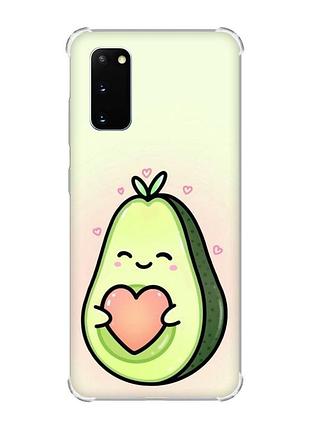 Чохол із потовщеними кутами на samsung galaxy s20 plus :: кавай авокадо з сердечком (принт 310)