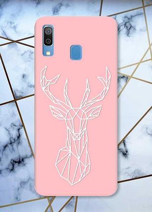 Матовий рожевий чохол на samsung galaxy a30 (2019) / a20 (2019) олень (принт 129)