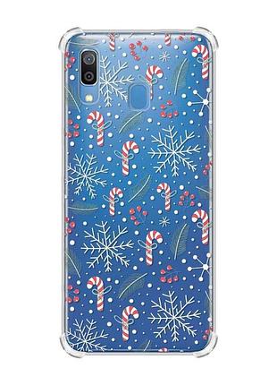 Чехол с утолщёнными углами на samsung galaxy a30 (2019)/a20 (2019) новогодний фон (принт 199)