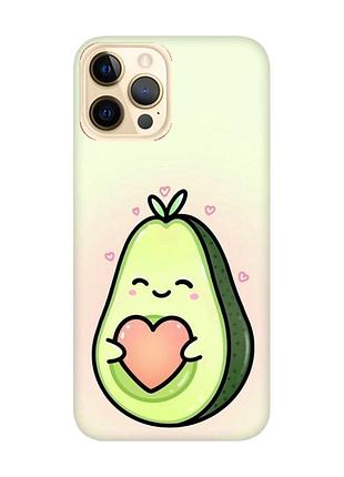 Матовый чехол с красными боками на iphone 12 pro max :: кавай авокадо с сердечком (принт 310)