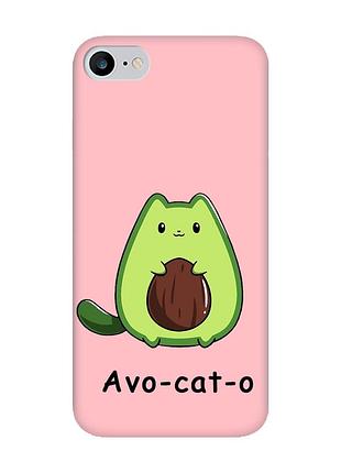 Матовый розовый чехол на iphone 7/8/se 2020 :: котик авокадо (принт 306)