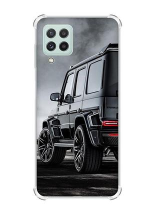 Чехол с утолщёнными углами на samsung galaxy a22 4g/m32/m22 авто чёрное (принт 235)