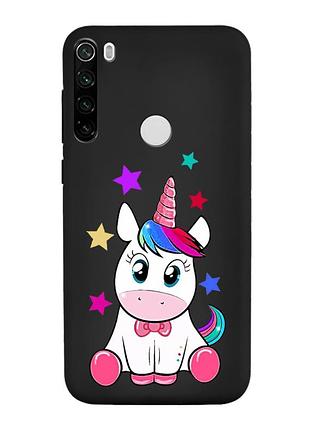 Матовий чорний чохол на xiaomi redmi note 8t :: єдиноріг (принт 102)