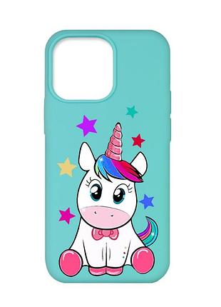 Матовий бірюзовий чохол на apple iphone 13 pro :: єдиноріг (принт 102)