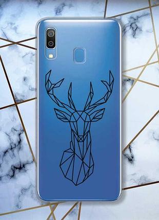 Прозрачный чехол на samsung galaxy a30 (2019)/a20 (2019) олень (принт 128)