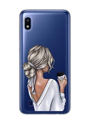 Прозорий чохол на samsung galaxy a10 (2019) a105 :: дівчина з латте (принт 227)