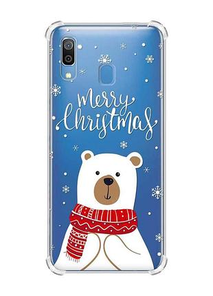 Чохол з потовщеними кутами на samsung galaxy a30 (2019)/a20 (2019) ведмедик. з різдвом (принт 146)