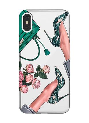 Прозорий чохол на iphone x / xs :: туфельки і квіти (принт 225)