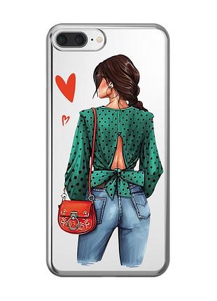 Прозрачный чехол на iphone 7 plus/8 plus :: девушка в зеленом (принт 224)