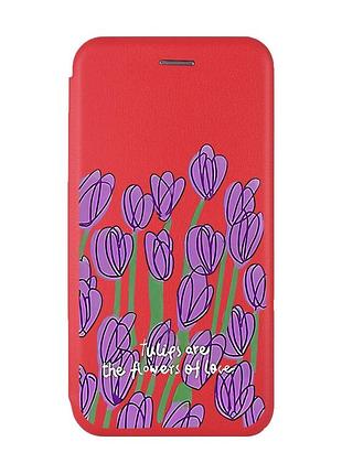 Чехол-книжка с рисунком для xiaomi redmi 9c/10a красный :: тюльпаны (принт 265)