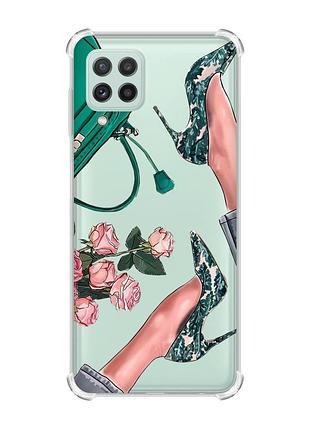 Чохол із потовщеними кутами на samsung galaxy a22 5g / a22s 5g :: туфельки і квіти (принт 225)