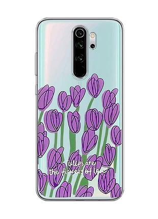 Прозорий чохол на xiaomi redmi note 8 pro тюльпани (принт 265)