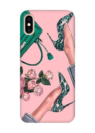 Матовый розовый чехол на iphone xs max :: туфельки и цветы (принт 225)