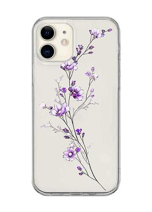 Прозорий чохол на iphone 12 mini :: гілочка квітів (принт 278)