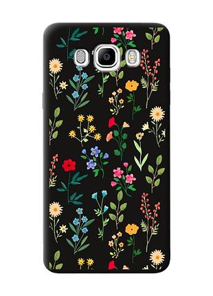 Матовый черный чехол на samsung galaxy j7(2016) j710 :: цветочный фон (принт 269)