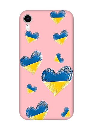 Матовый розовый чехол на iphone xr :: сердечка. украина (принт 258)