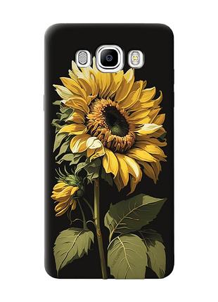 Матовый черный чехол на samsung galaxy j7(2016) j710 :: подсолнечник (принт 274)
