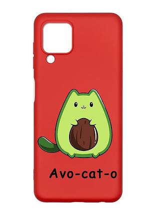 Матовий червоний чохол на samsung galaxy a22 4g/m32/m22 :: котик авокадо (принт 306)