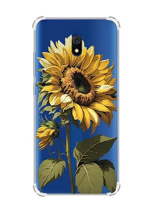 Чехол с утолщенными углами на xiaomi redmi 8a :: подсолнечник (принт 274)