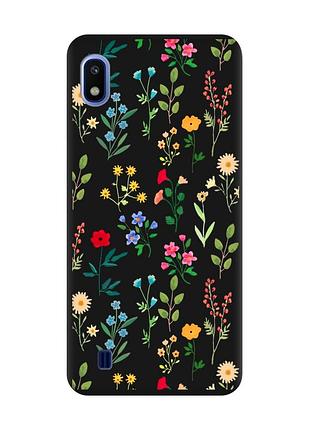 Матовый черный чехол на samsung galaxy a10 (2019) a105 :: цветочный фон (принт 269)