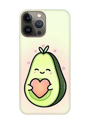 Матовий чохол з червоними боками на apple iphone 13 pro :: кавай авокадо з сердечком (принт 310)