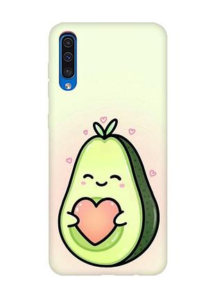 Матовый чехол с розовыми боками на samsung galaxy a50 (2019) a505 :: кавай авокадо с сердечком (принт 310)