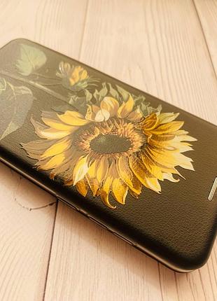 Чохол-книжка з малюнком для xiaomi redmi note 9 pro/9s/9 pro max чорний :: соняшник (принт 274) 3