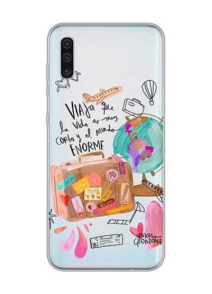 Прозорий чохол на samsung galaxy a50 (2019) a505 :: настрій подорожувати (принт 329)