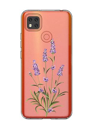 Прозрачный чехол для xiaomi redmi 9c :: веточки лаванды (принт 266)