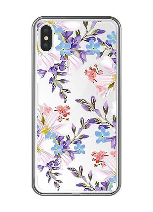 Прозрачный чехол на iphone xs max :: цветочный рисунок (принт 272)