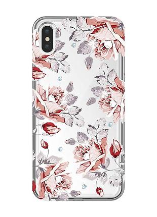 Прозрачный чехол на iphone xs max :: фон розы (принт 273)