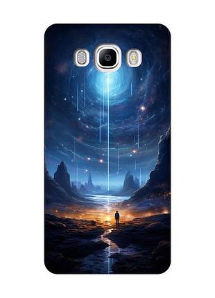 Чехол с розовыми боками на samsung galaxy j7(2016) j710 :: космос (принт 244)
