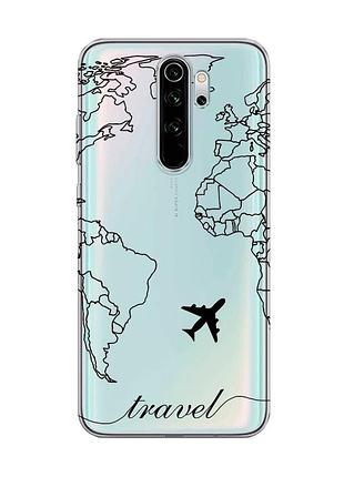 Прозорий чохол на xiaomi redmi note 8 pro :: карта. контур (принт 330)