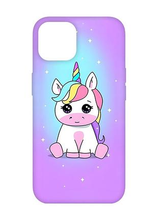 Матовий чохол з бірюзовими боками на apple iphone 14 :: єдиноріг (принт 103)