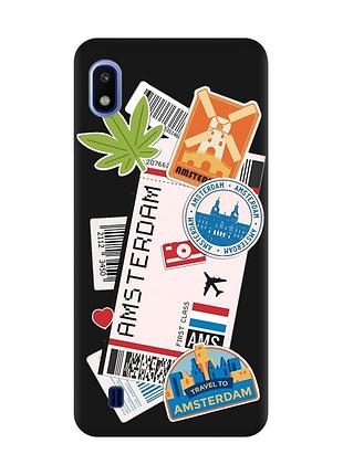 Матовый черный чехол на samsung galaxy a10 (2019) a105 :: путешествия. амстердам (принт 327)