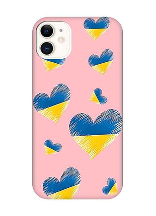 Матовый розовый чехол на iphone 11 :: сердечка. украина (принт 258)