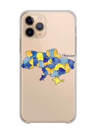 Прозрачный чехол на iphone 11 pro :: карта украины (принт 261)
