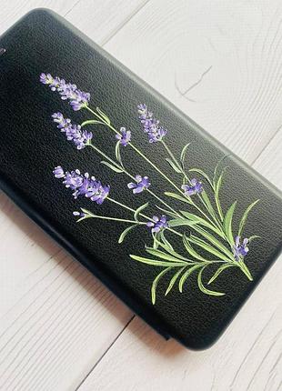 Чехол-книжка с рисунком для xiaomi redmi note 9 pro/9s/9 pro max чёрный :: веточки лаванды (принт 266) 3