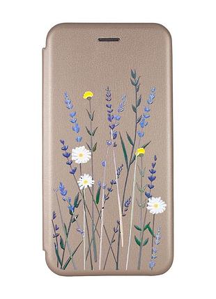 Чехол-книжка с рисунком для xiaomi redmi note 8 pro золотой :: полевые цветы (принт 270)