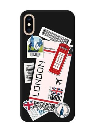 Матовый черный чехол на iphone xs max :: путешествия. лондон (принт 326)