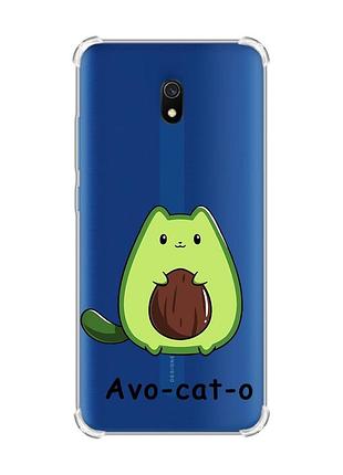 Чохол з потовщеними кутами на xiaomi redmi 8a :: котик авокадо (принт 306)