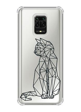 Чохол з потовщеними кутами на xiaomi redmi note 9 pro/ 9s/ 9 pro max котик (принт 124)