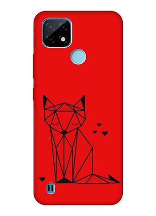 Матовий червоний чохол на realme c21y :: лисиця (принт 126)