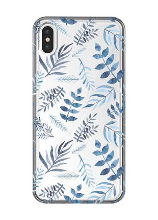 Прозрачный чехол на iphone xs max :: растительный фон (принт 276)