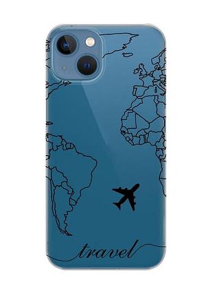 Прозрачный чехол на iphone 13 :: карта. контур (принт 330)